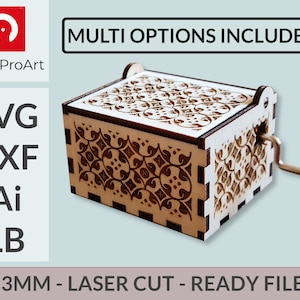 Music box - DIY Laser cut files SVG - DXF - Lightburn - Case for manual crank music box - 3mm