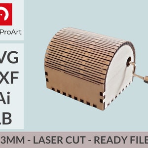 Music box - DIY Laser cut files SVG - DXF - Lightburn - Classic case for manual crank music box - 3mm