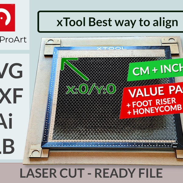 xTool UTILITY - Support pour machine D1 Pro avec Honeycomb - Cm + Inches - DIY Fichiers découpes laser Dxf - Svg - Lightburn - Valuable pack