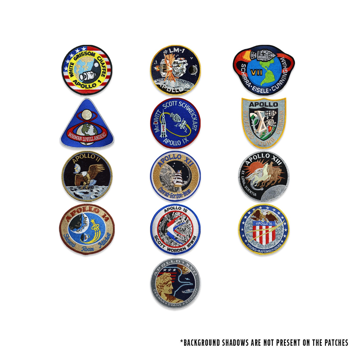 60 NASA Apollo Missions1 7 8 9 10 11 12 13 14 15 16 17 Hook Loop Patch Set  Badge