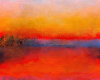 Abstrakte Baumlandschaft bei Sonnenuntergang, Digitaler Download, Drucke bis 28 x 28 Zoll