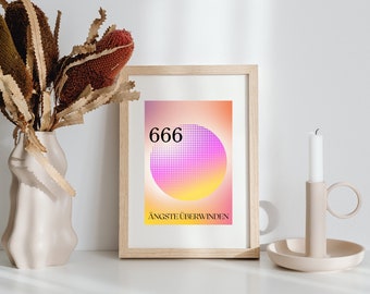 Angel Number 666 Poster, Angel Number Print,Energy Poster,Aura Gradient Poster,Spiritual Wall Art,Gallery,Trendy Posters,Angel,Colorful