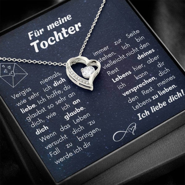 Glückskette Herz Tochter, Persönliches Geschenk für Tochter, Geschenkidee 18,personalisiertes Geschenk von Mama,Geschenk Auslandsjahr,Abitur