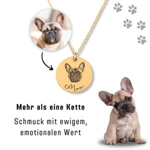 Colar exclusivo com pingente e gravação do seu cão, retrato do cão, lembrança do animal de estimação, colar personalizado, incl. caixa de presente, cartão