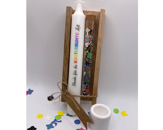Abschiedsgeschenk Für Erzieher - 'Danke Für Die Kunterbunte Zeit' Mit Kerze