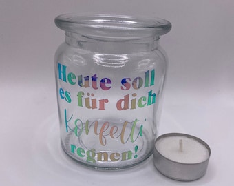 Geburtstagsgeschenk Windlicht Kerze Dekoration Teelicht Glas Geschenk Konfetti regnen