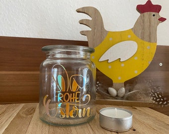 Osterdeko Frohe Ostern Windlicht Kerze Dekoration Ostergeschenk Teelicht Glas Geschenk Frühling