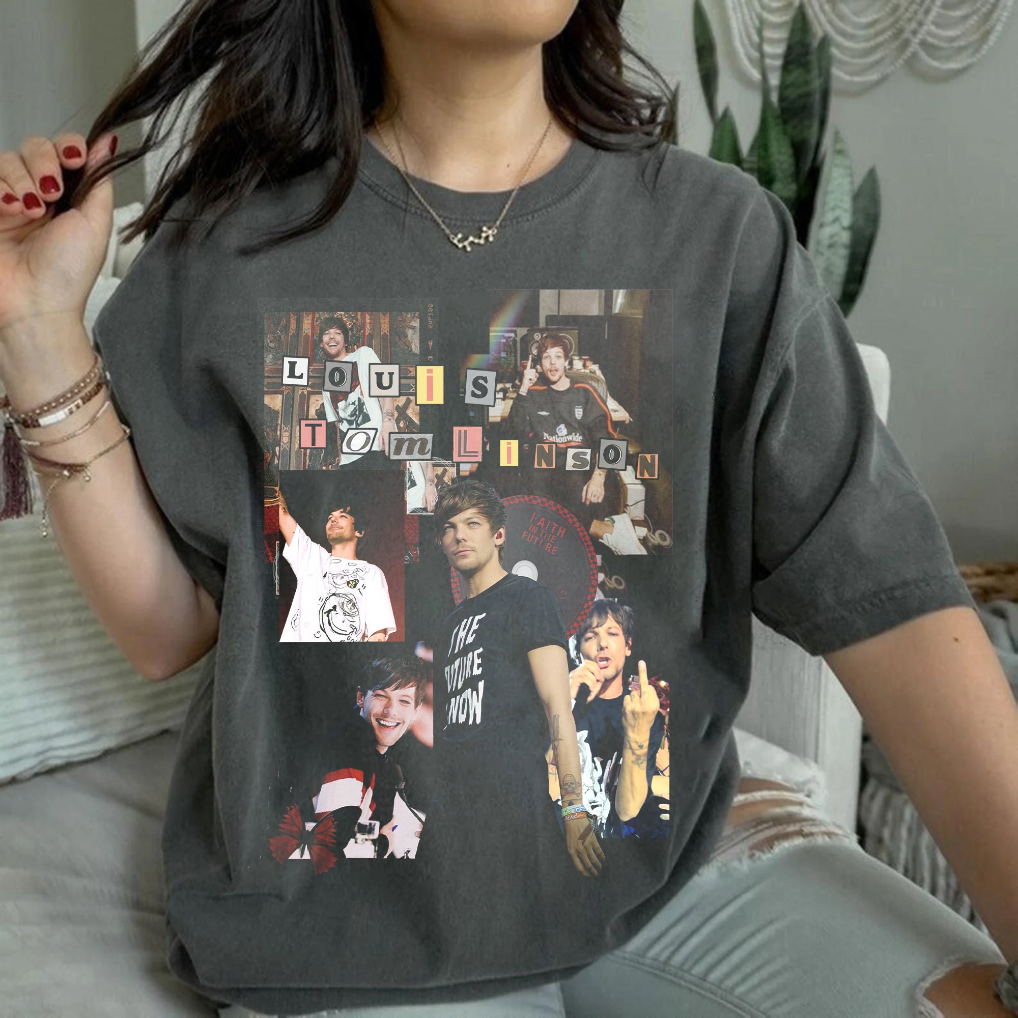 Inora Vintage Louis Tomlinson Art Shirt, Louis Tomlinson merch ,One Direction Shirt, One Direction Gift, Shirt for Fan Louis T Sport Grey XL Long Sleeve 