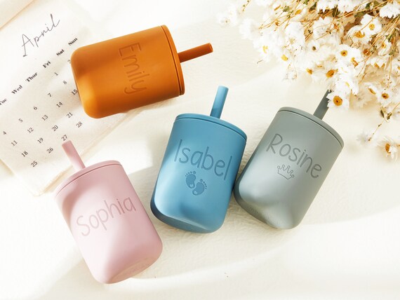 Silicone 4oz sippy cup with handles, Personalized toddler silicone Sippy  Cup, Laser Engraved cup