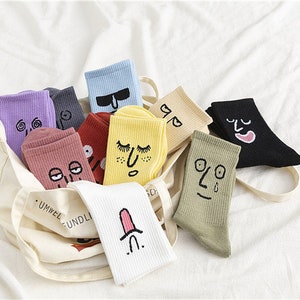 Face Emoji Socks Funny Face Expression Socks Everyday Mood - Etsy