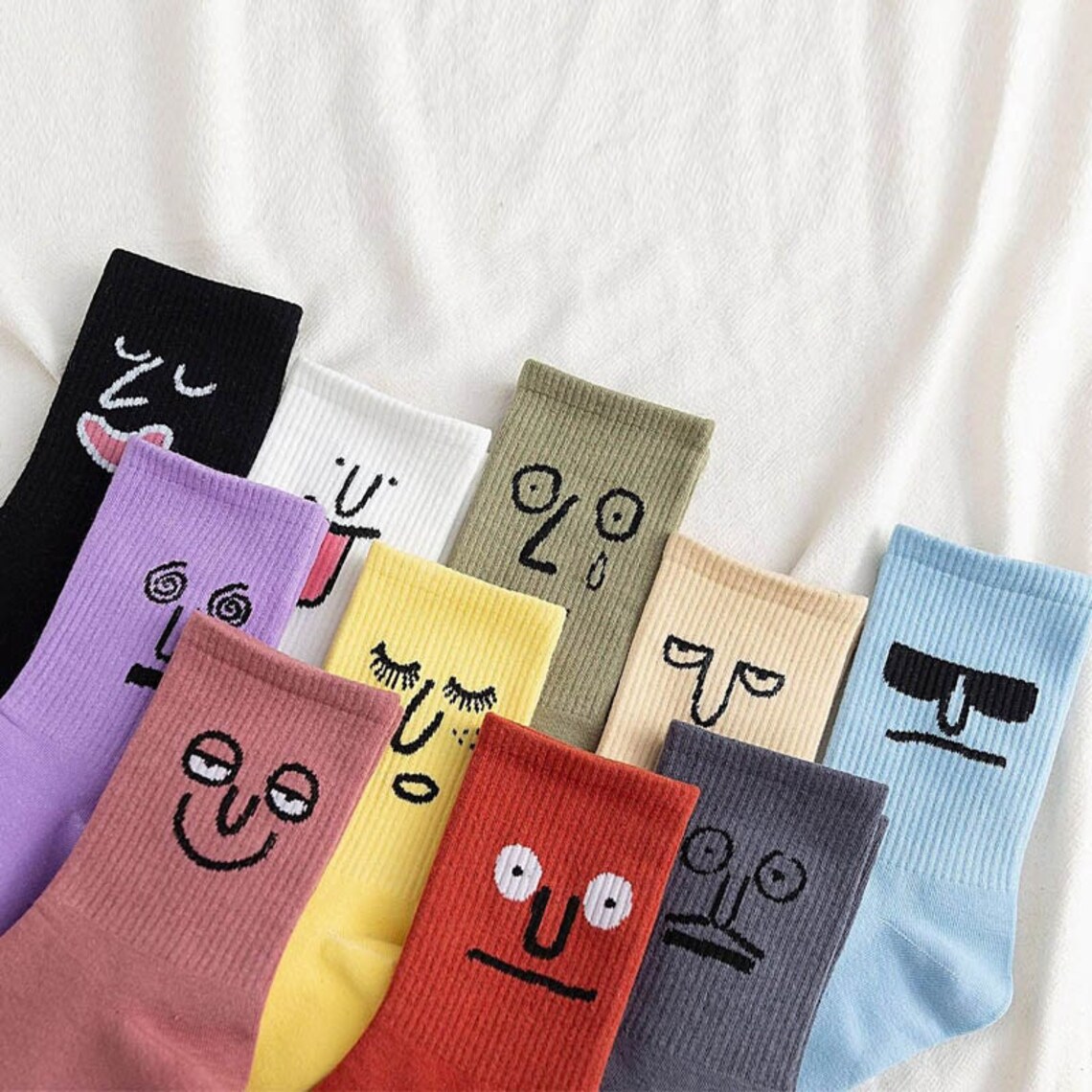 Face Emoji Socks Funny Face Expression Socks Everyday Mood Etsy