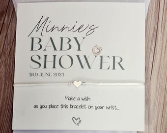 Personalised Baby Shower Wish Bracelet: Charm String, Cute - Gender Neutral