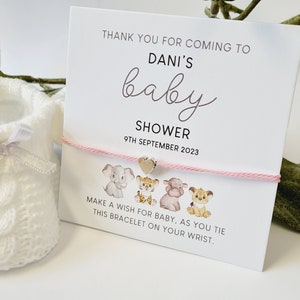 Baby Zoo Animals - Personalised Baby Shower Wish Bracelet, Mummy to Be, Charm String Bracelet, Personalised Gift ~AN6