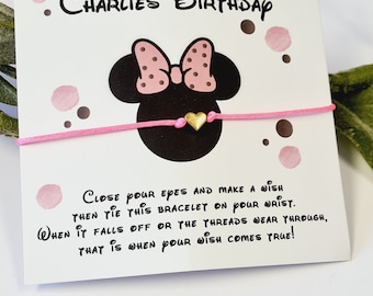 Pulsera de los deseos de Disney de Minnie Mouse y Mickey Mouse: regalo de cumpleaños de Disney