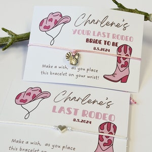 Last Rodeo Pink Hen Party Wish Bracelets - Personalised  - Goodie Bag Filler - Hen Weekend, Hen Do, Girls Weekend - Final Hoedown