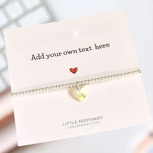 Carte personnalisée avec bracelet plaqué argent, carte de voeux personnalisée pour ami, cadeau d'anniversaire personnalisé, cartes personnalisées, cadeau personnalisé