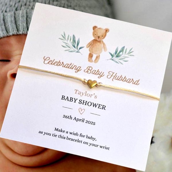 Baby Shower Wish Bracelet – Mummy To Be Gift, Teddy Bear