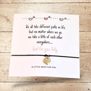 Wunscharmband verlassen, personalisiertes Abschiedsgeschenk, bewegliches Armband, Reisegeschenk, neue Jobkarte, wir nehmen alle einen anderen Weg, vermissen dich