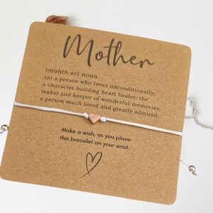 Bracelet voeux de maman, nom I cadeau fête des mères, bracelet voeux de maman, cadeau maman, carte maman, cadeau pour maman bracelet à breloques marron recyclé I mum7