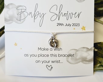 Fluffy Clouds Baby Shower Wish Bracelet | Gender Neutral Party Favour | Personalised Baby Shower Keepsake