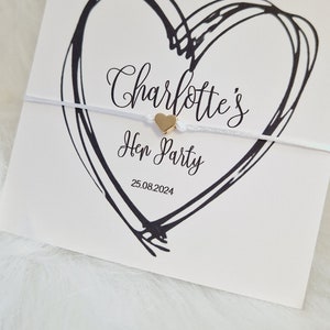 Enterrement de vie de jeune fille, baby shower, bracelets - personnalisés - bracelets d'amitié - EVJF, enterrement de vie de jeune fille, simple coeur noir I anniversaire - HE555