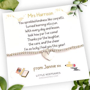 Regalo personalizado de agradecimiento para maestros/guardería/asistentes de enseñanza/cuidadores de niños/pulsera de cuentas plateada/regalos para maestros/pulsera con dijes TE45