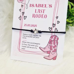 Braccialetti dei desideri per l'addio al nubilato rosa Last Rodeo - Personalizzati - Riempitivo per sacchetti regalo - Addio al nubilato, Addio al nubilato, Fine settimana tra ragazze - Final Hoedown v55