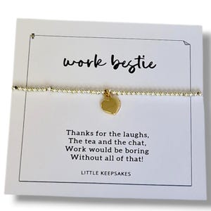 Kollegen Silber-Plattierung Herz Armband: Freundschaftsgeschenk- lacht, Tee und Chat, Teamkollege, Arbeit bestie
