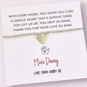 Teach with Love Teacher Bracelet – Silver Plated Charm Bracelet I  Teacher Gift – End of Year – Personalised Teacher Jewellery-Show you care
