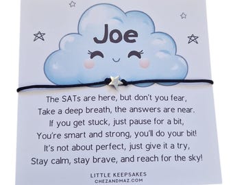 SATs Wish Bracelet, Personalised Good luck gift for kids, Primary School Leavers, Exam Confidence