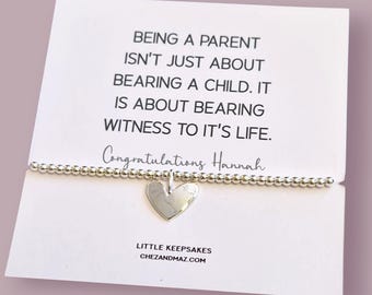 Parent Adoption Bracelet: Silver Plated Heart Charm, Forever Family Keepsake