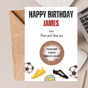 Personalised Football Birthday Scratch Card: Surprise Game Reveal