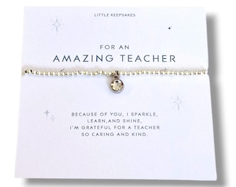 Amazing Teacher Thank You Gift: Charm Bracelet - Sparkle, learn and shine - Coach, SEN, Teaching Assistant-Nursery
