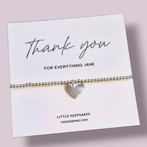 Merci pour tout | Ami I Collègue I Enseignant I Mentor I FamilleI Bracelet à breloques plaqué argent JU8