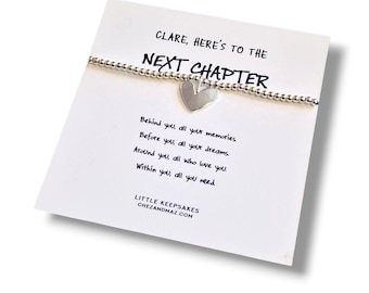 Next Chapter, New Beginnings Charm Bracelet: Silver Plated, Inspirational Gift. Personalised
