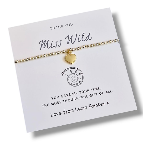 Teacher Thank You Gift: Charm Bracelet - You gave me your time - Coach, SEN, Teaching Assistant-Nursery-Personalised