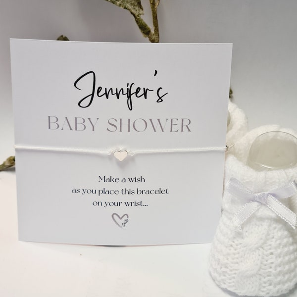 Personalised  Baby Shower Wish Bracelet: Heart Charm, Mummy To Be Gift