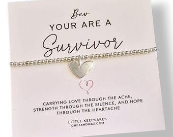 Pulsera inspiradora para supervivientes: Joyería de resiliencia bañada en plata