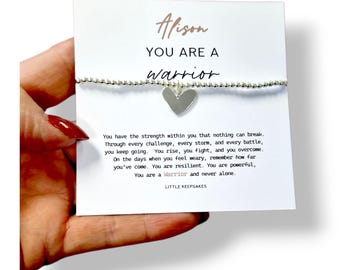 You are a Warrior Heart,  Strength, Charm Bracelet: Silver Plated, Grief, Motivational Gift - Personalised
