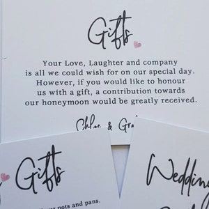 10 PERSONALISED WEDDING MONEY POEM / GIFT POEM CARDS / HONEYMOON WISH