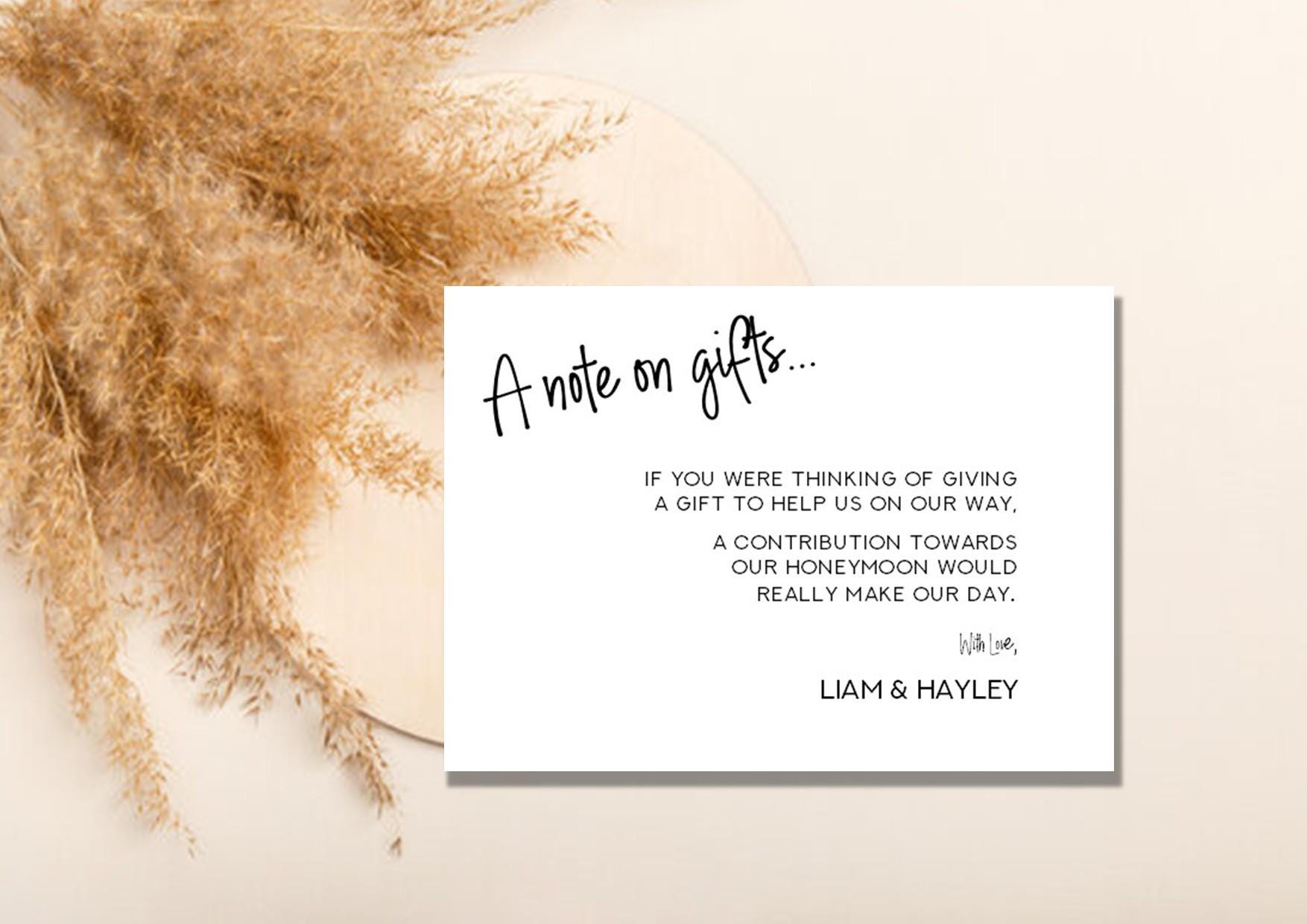 Personalised Note on Gifts Card Insert Template, Modern Minimalist ...