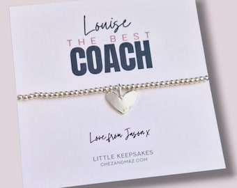 Best Coach I Life Coach I Sports I Team Gift I Bracelet, Silver Plated Charm Gift, Appreciation Jewellery, Office Farewell or Promotion Gift