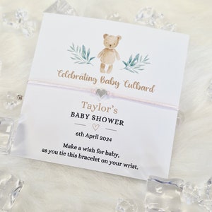 Teddy Bear - Personalised Baby Shower Wish Bracelet, Mummy to Be, Charm String Bracelet, Personalised Gift -Celebrating Baby - Aqiqah -ted4