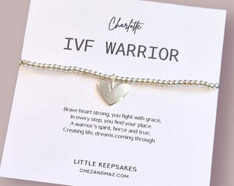 Bracelet Guerrière FIV : Breloque cœur plaquée argent, cadeau de fertilité