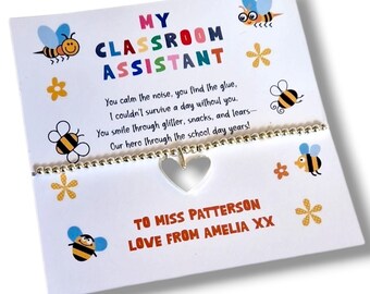 Classroom Assistant Bracelet Gift – LSA Teaching Assistant Thank You Bracelet–School Staff Appreciation – End of Term Teacher Aide Gift