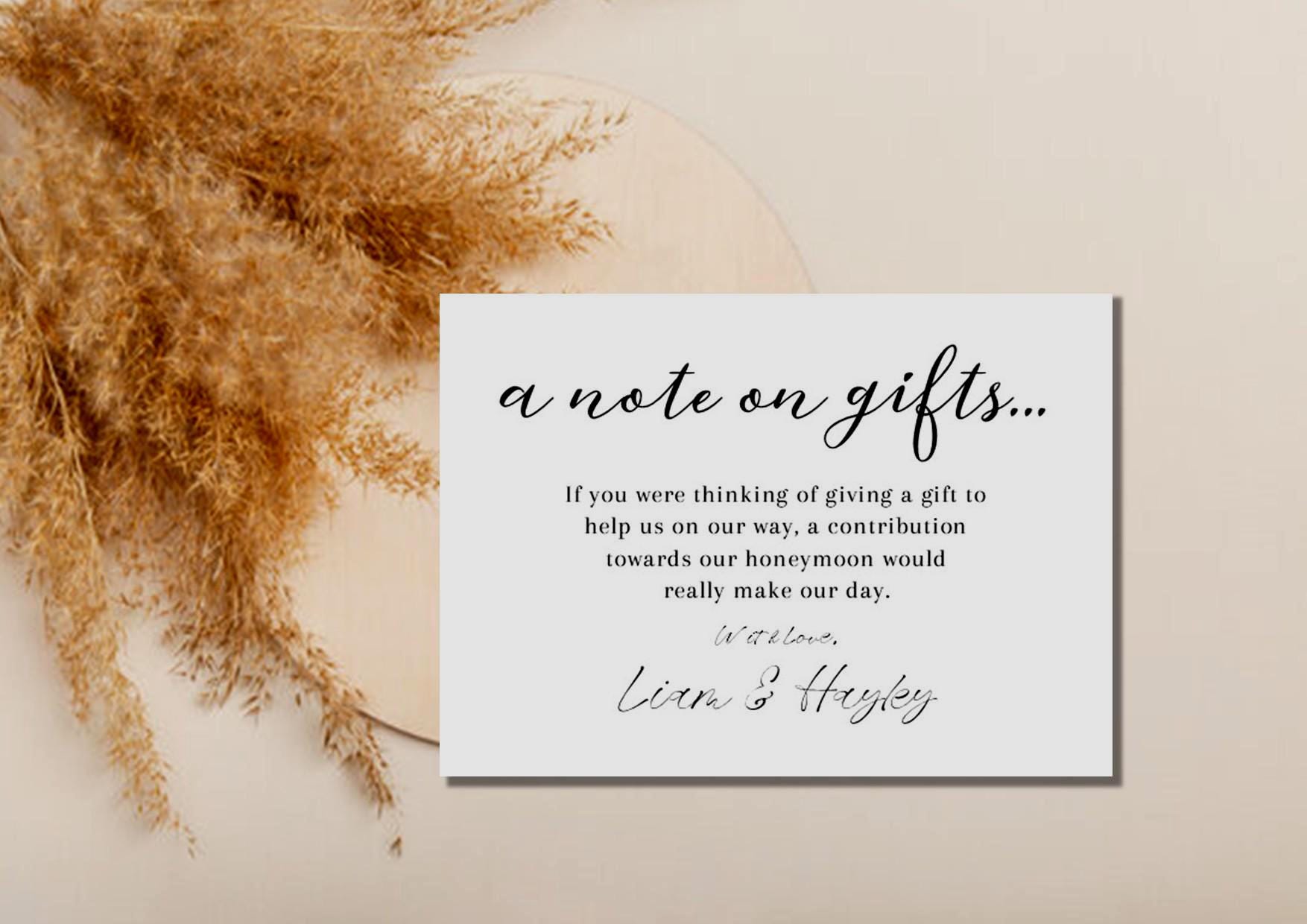 Personalised Note on Gifts Card Insert Template, Modern Minimalist ...