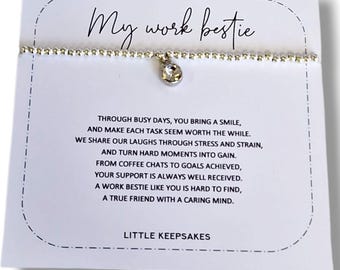 Armband voor beste collega, gepersonaliseerd: verzilverde armband - afscheidscadeau voor collega, cadeau voor beste collega, kerstcadeau, verjaardagscadeau