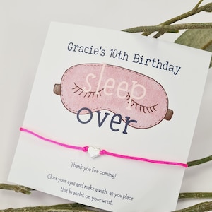Sleepover Birthday - Sleepover Eyemask - Wunschschnur Charm Armband - Partytütenfüller - Personalisiert - Jedes Alter - Slumber Party 801