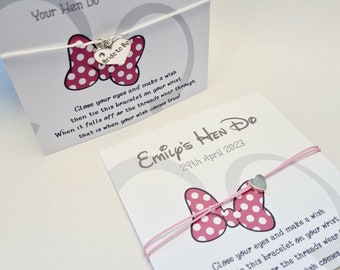 Minnie Mouse - Wish Bracelet - Disney Hen Party Wish Bracelet: Personalised Goodie Bag Filler