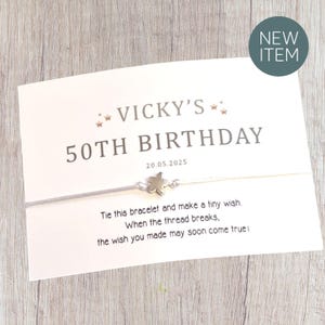 Anniversaire personnalisé, fête, week-end entre filles, bracelet à breloques ficelle de souhait, garniture de sac de fête, cadeau d'invité, n'importe quel âge, merci, cm501